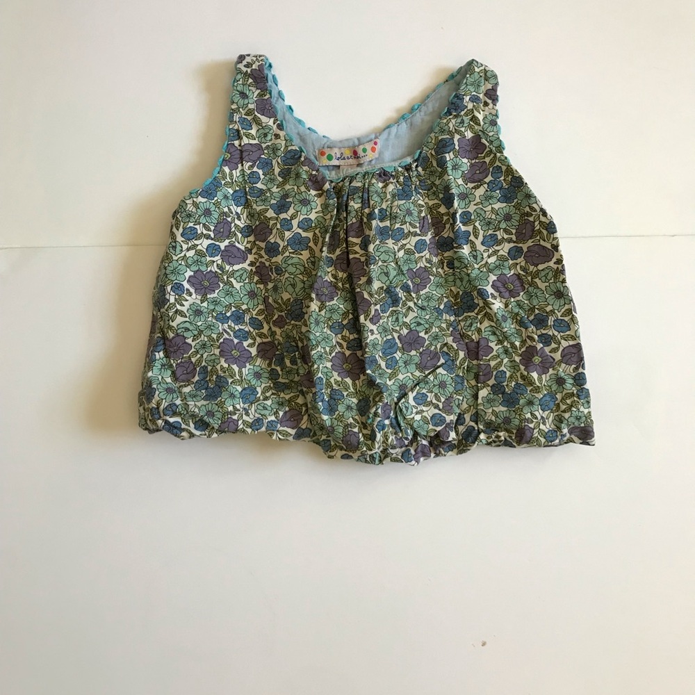 Lola et Moi Floral Kids Top - Blue and Purple